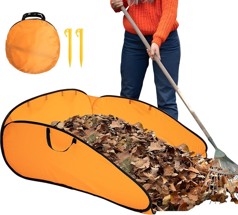 LFUTARI 140 Gallon Pop up Leaf Collector, Foldable Lawn Leaf Pick Up Bag Tool, Large Yard Dustpan Type Garden Bag, Reusable Yard Waste Bags for Cleaning Up Weeds Branches Waste Trash Debris - Image 1